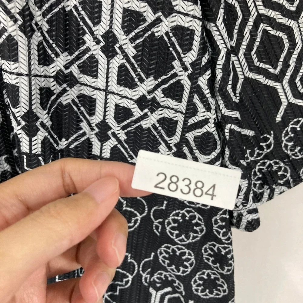 Catherines Open‎ Front Jacket Kimono size 5X Black White Geometric Open Knit